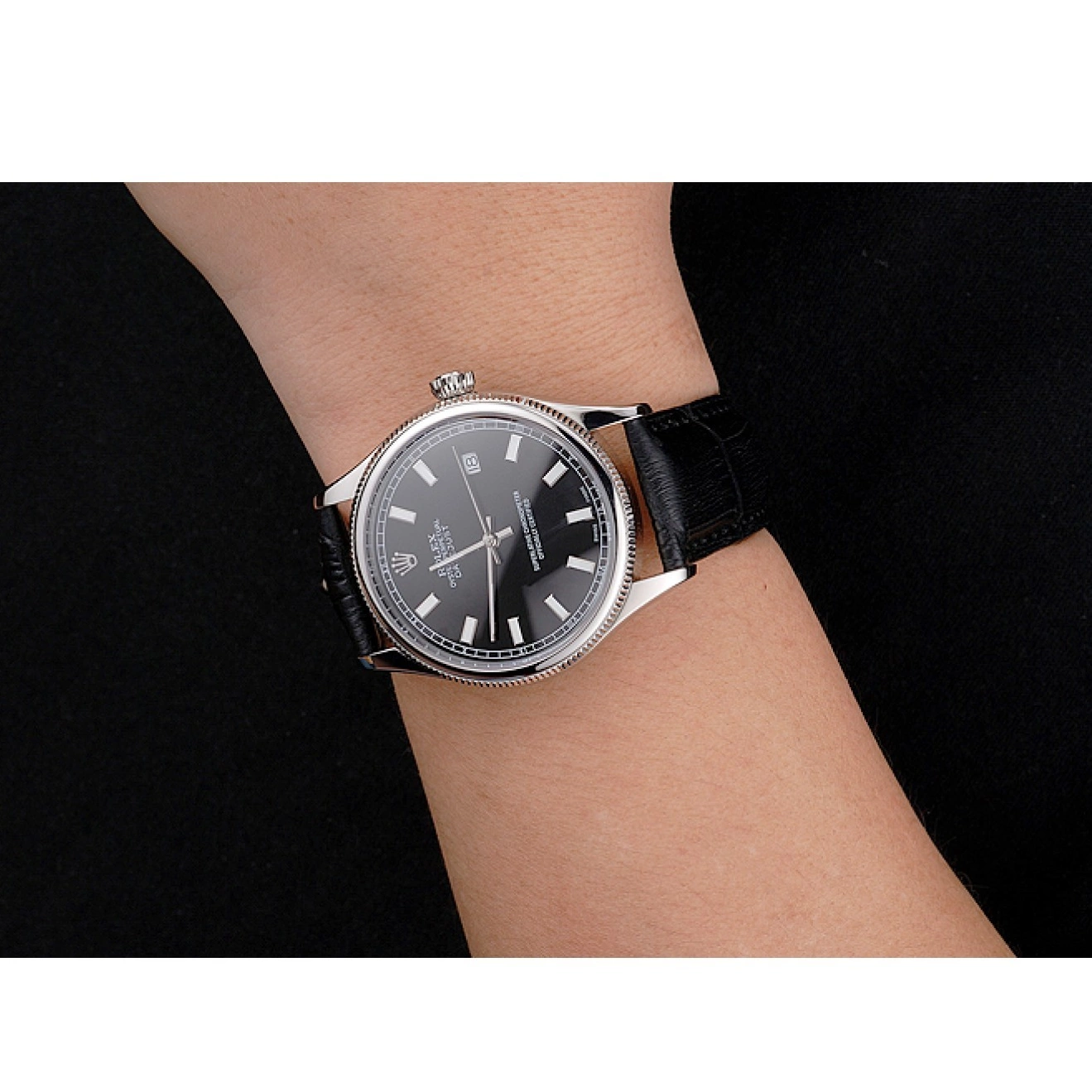 Rolex aaa copy Stainless Rolex Steel Dial Case Bracelet Black Datejust Swiss And 0804
